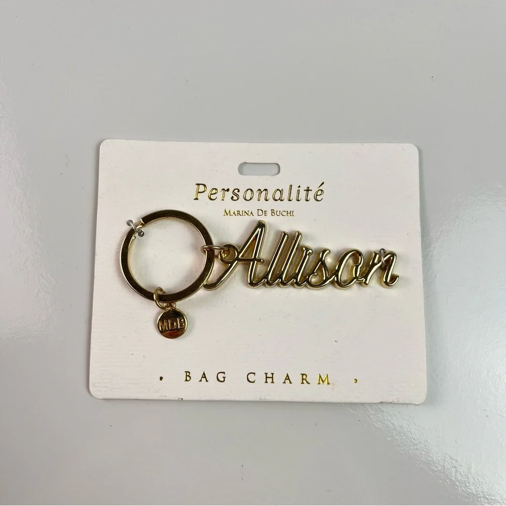 Personalite Gold Tone Keychain Bag Charm Name Allison New